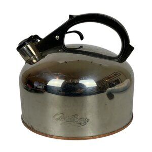 Revere Ware Stainless Steel Copper Bottom Whistling Tea Kettle 3.5 Qt Korea 1996